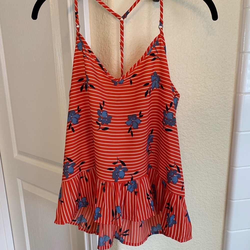 Abercrombie & Fitch Red patterned tank